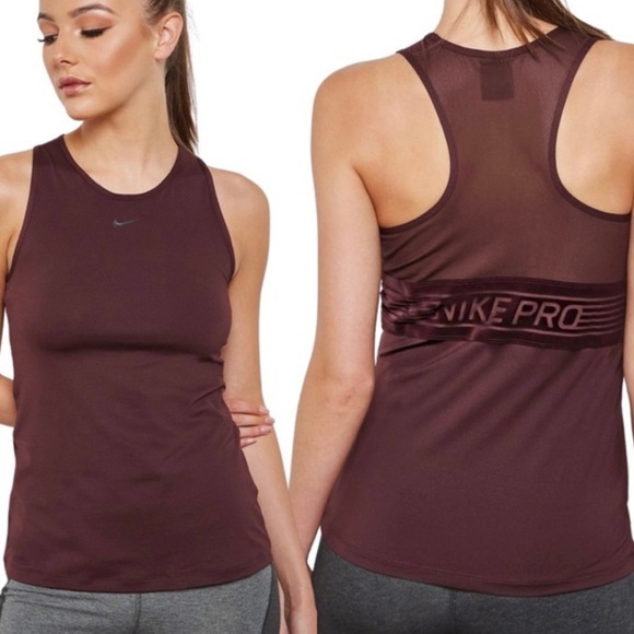 Nike Tops - Nike Pro burgundy mesh yoga workout tank top L
